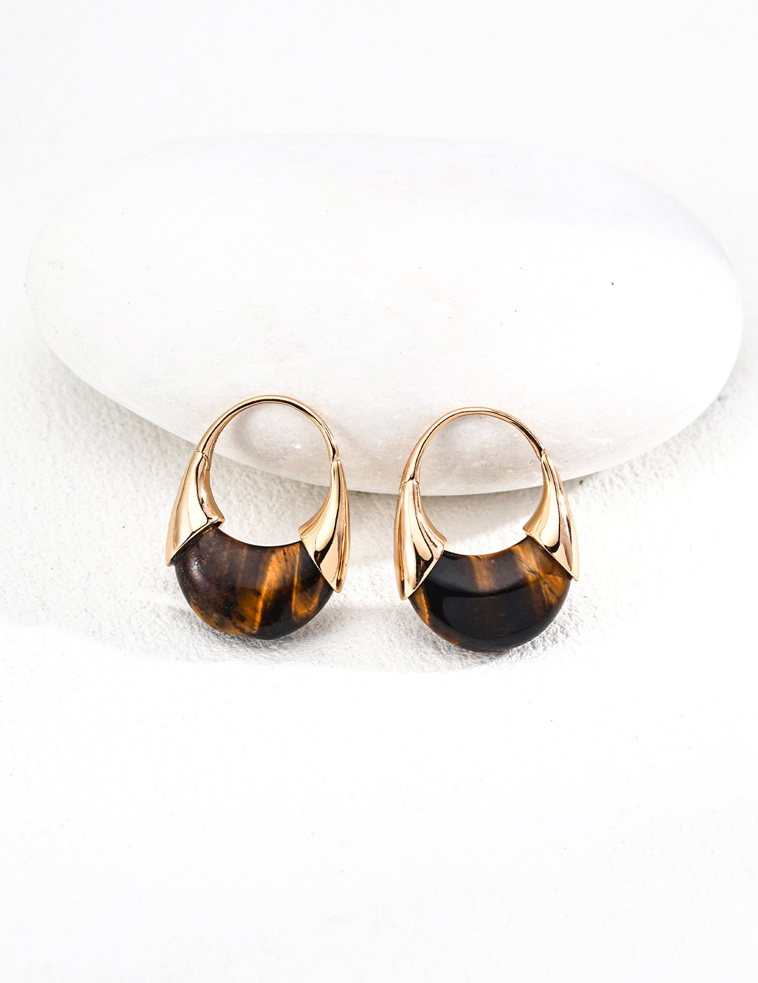 S925 Sterling Silver Vintage Tiger Eye Stone Fortune Earrings