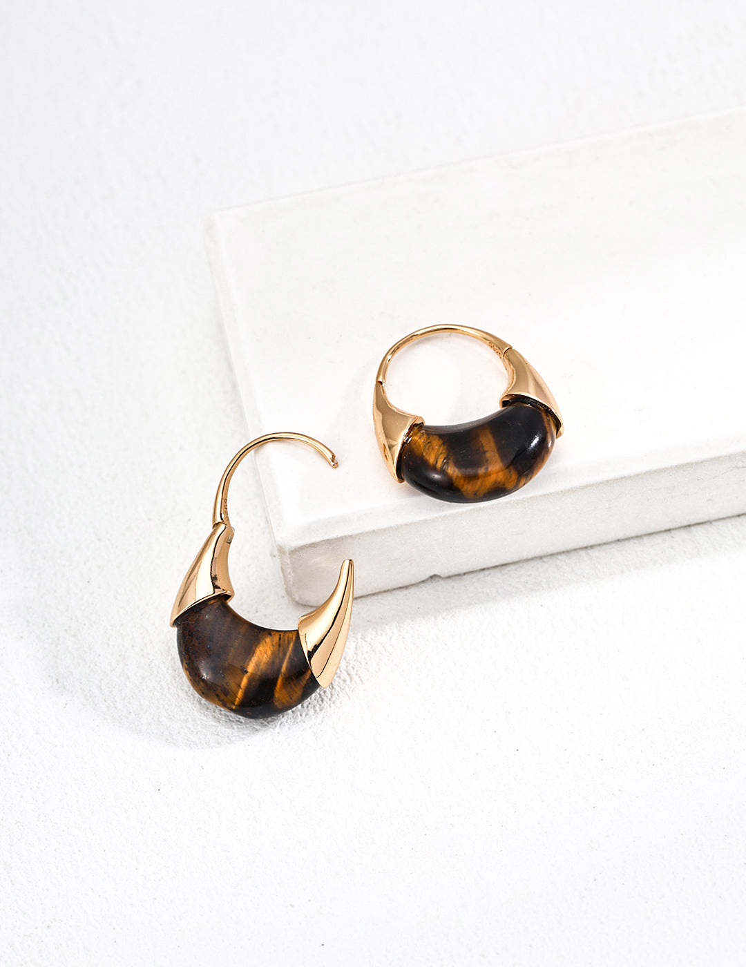 S925 Sterling Silver Vintage Tiger Eye Stone Fortune Earrings