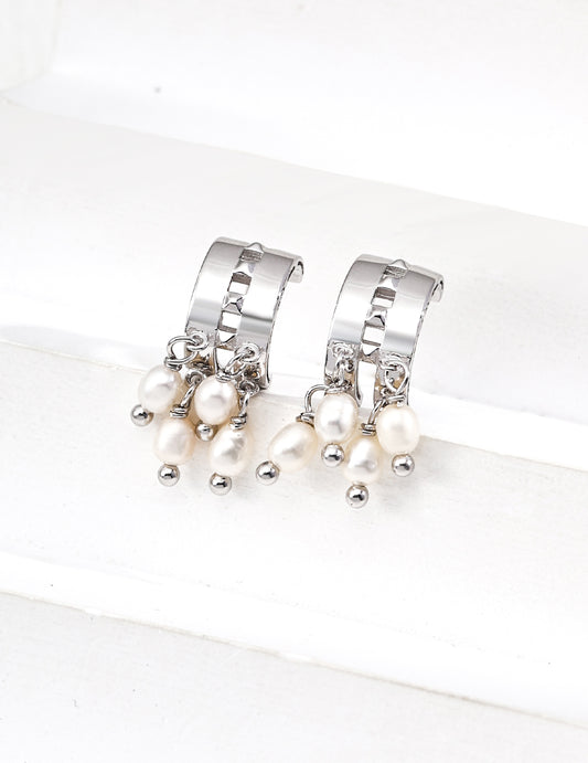 S925 Sterling Silver Designer Vintage Pearl Earrings