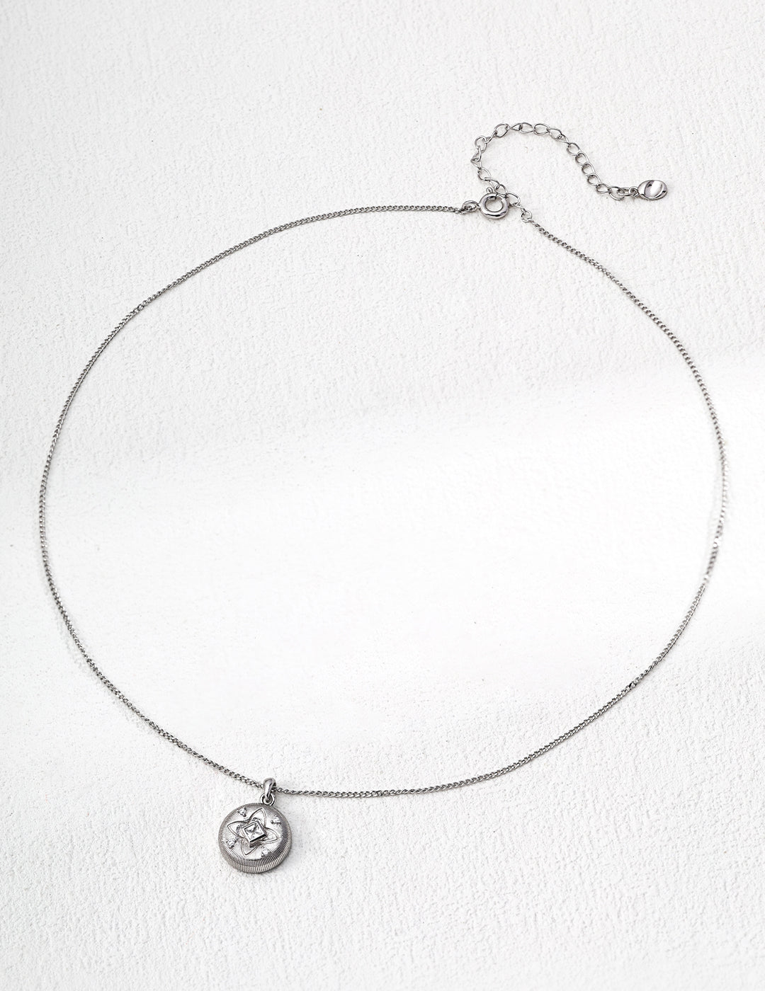 S925 Sterling Silver Vintage Zircon Pendant Necklace