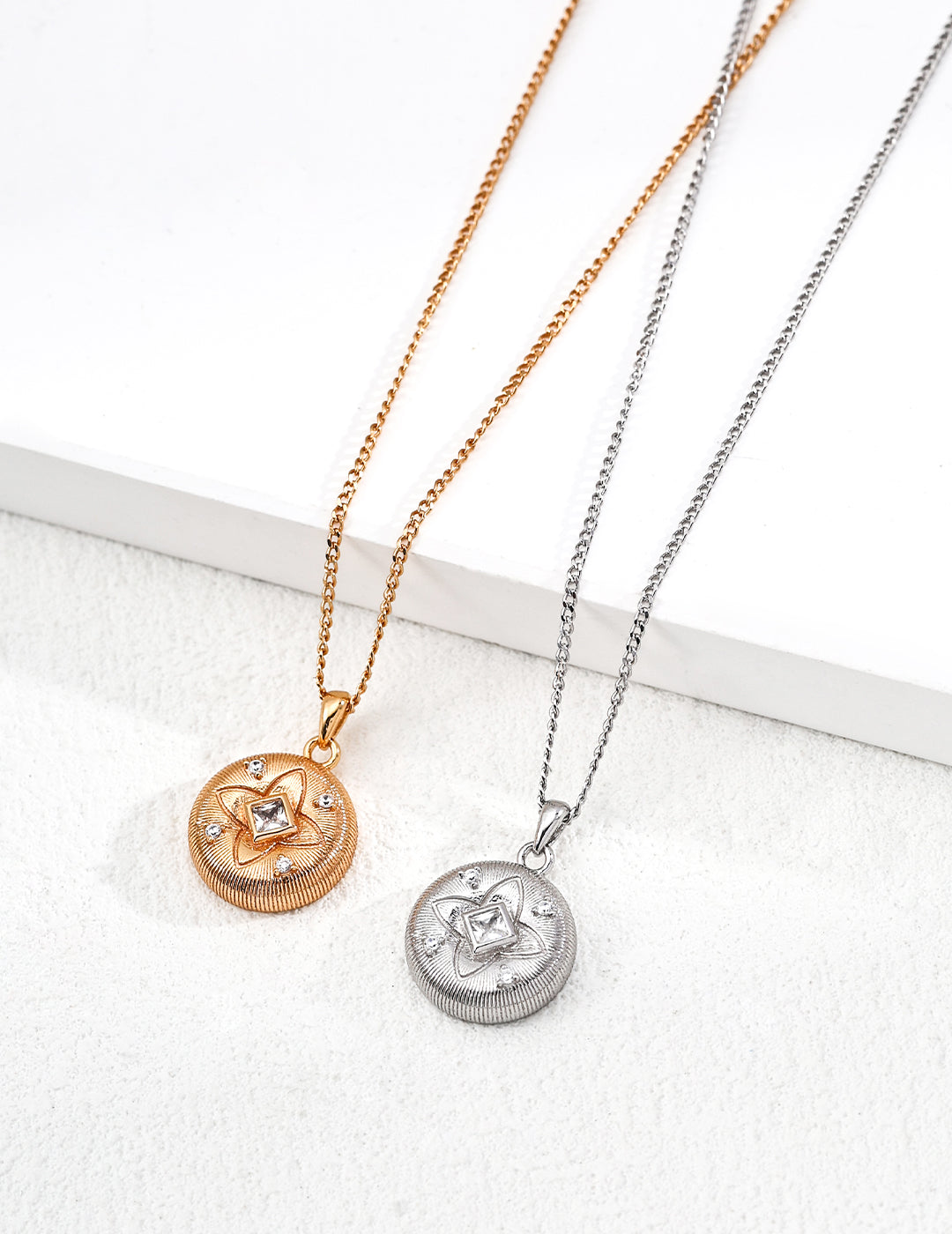 S925 Sterling Silver Vintage Zircon Pendant Necklace