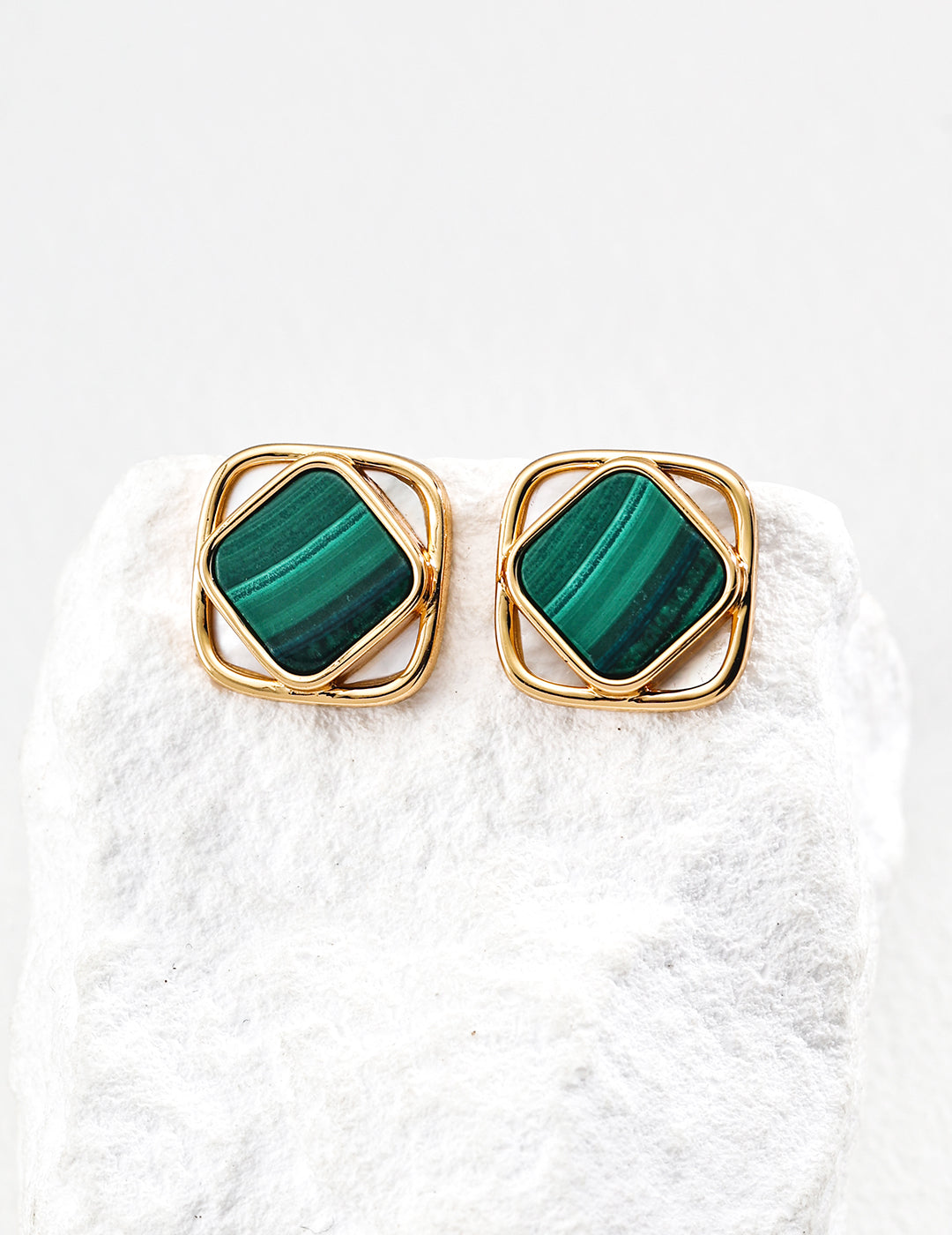 S925 Silver Minimalist Design Natural Malachite Mother-of-Pearl / Black Onyx Earrings