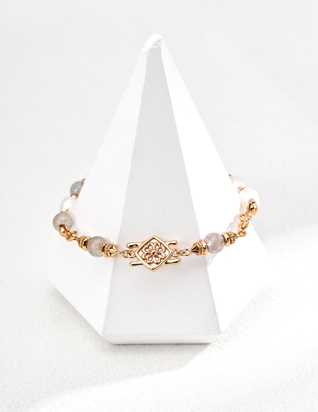 Vintage Natural Pearl & Grey Moonstone Bracelet