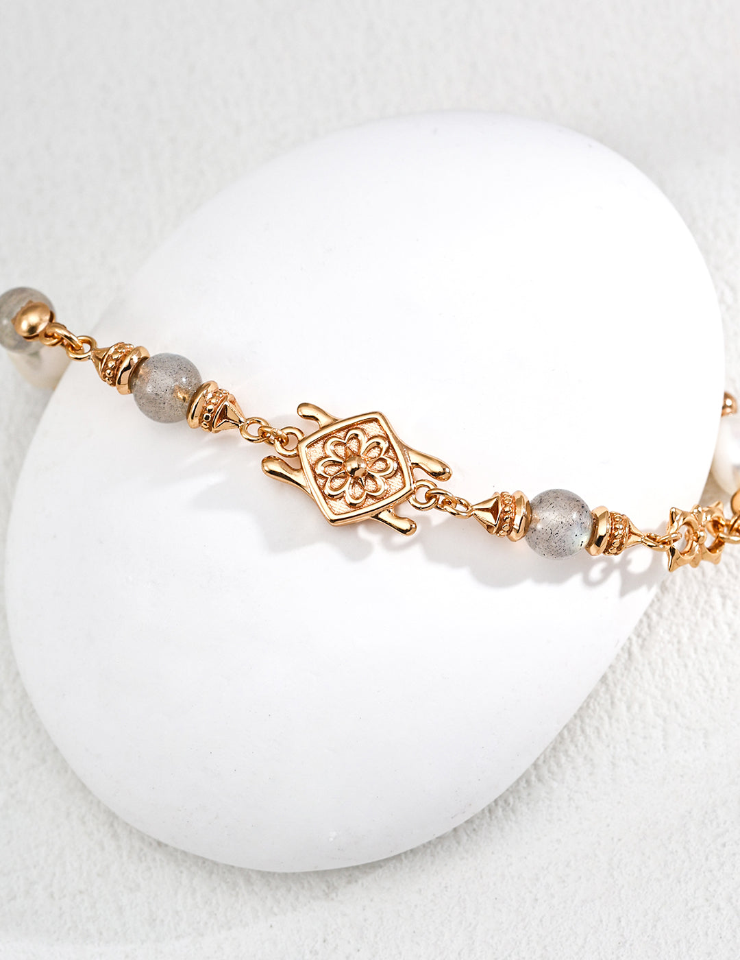 Vintage Natural Pearl & Grey Moonstone Bracelet