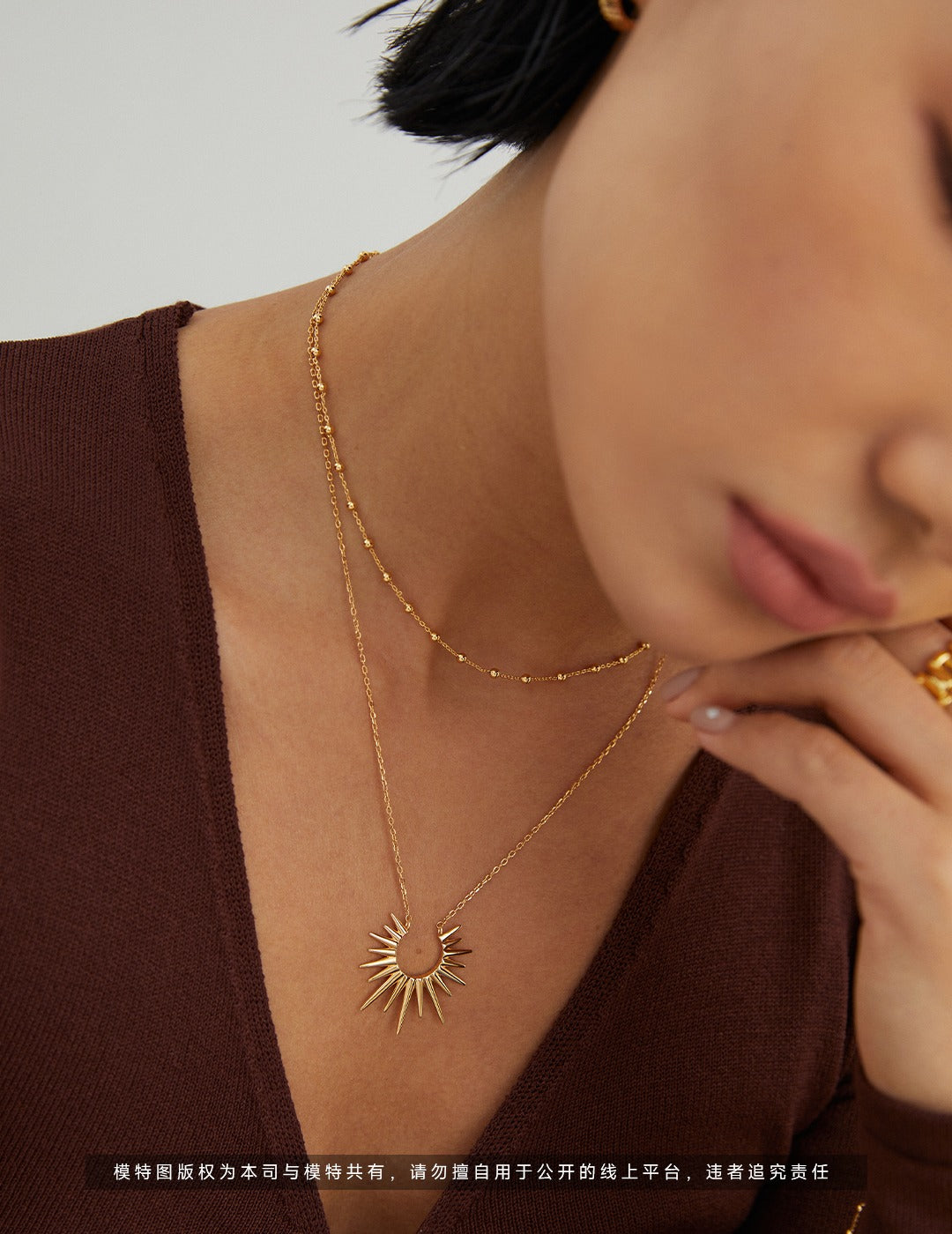 Sterling Silver Minimal Sun Pendant Necklace