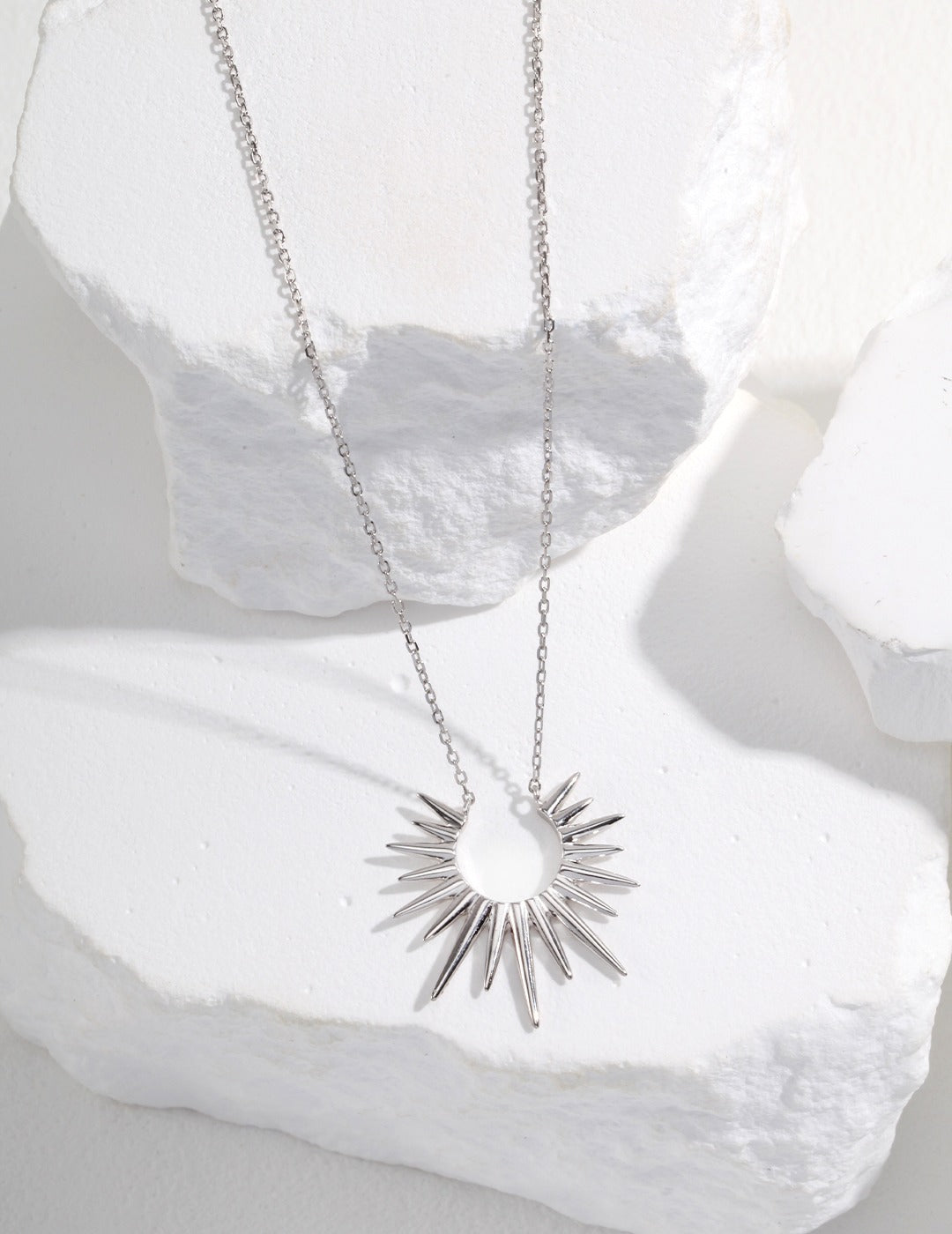 Sterling Silver Minimal Sun Pendant Necklace