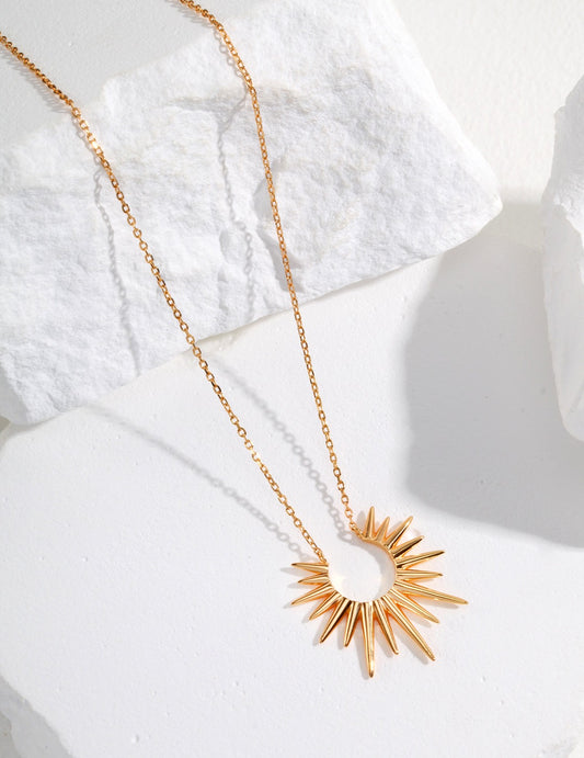 Sterling Silver Minimal Sun Pendant Necklace