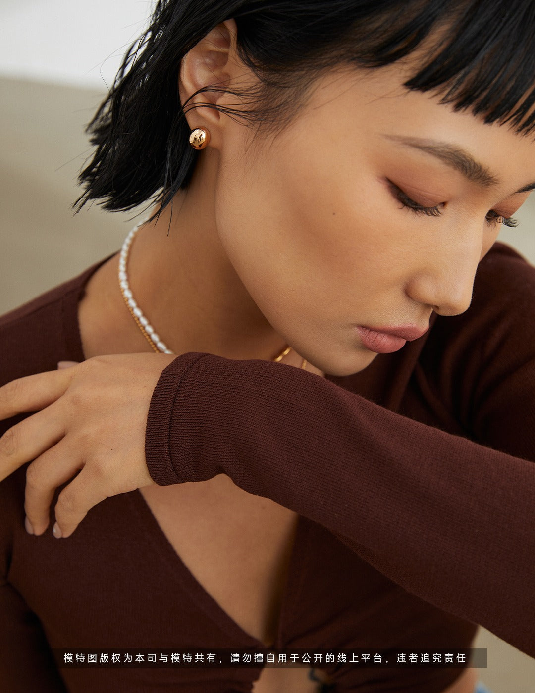 Sterling Silver Little Gold Bead Earring