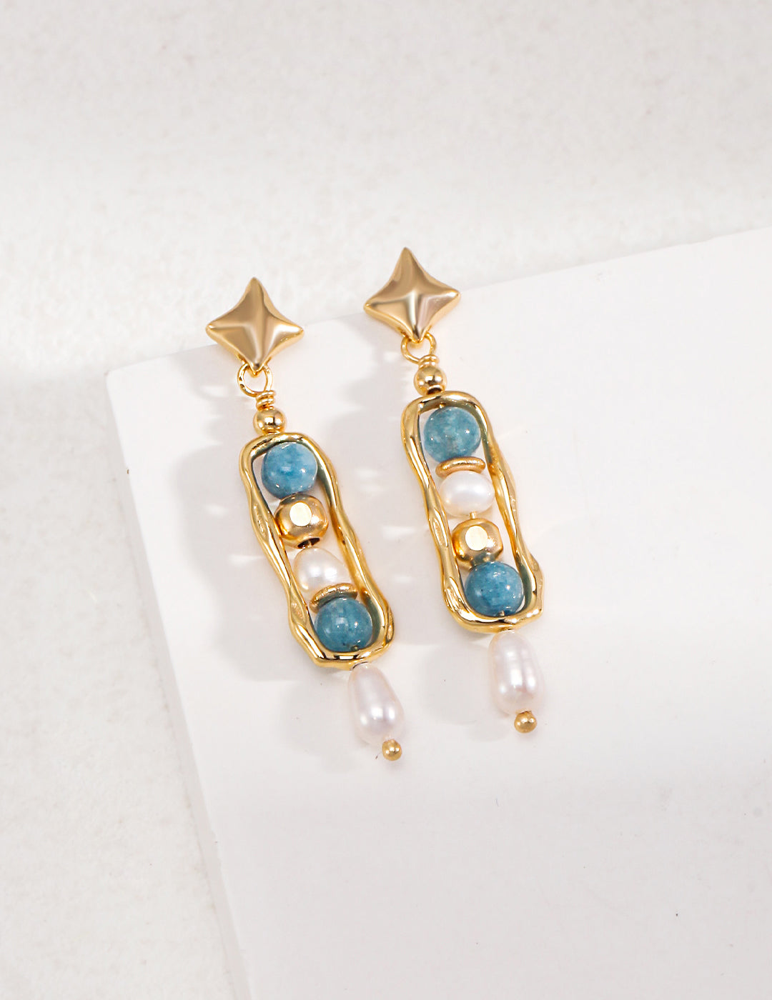 Natural Pearl and  Amazonite Earring