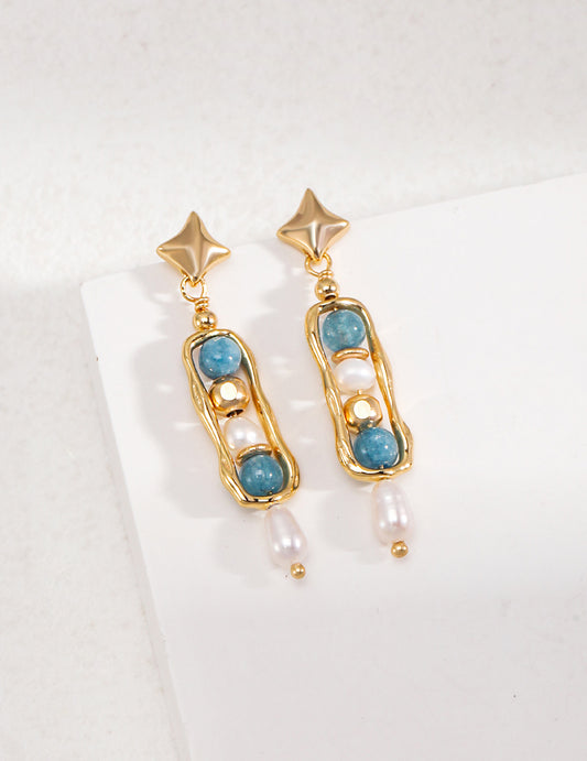 Natural Pearl and  Amazonite Earring