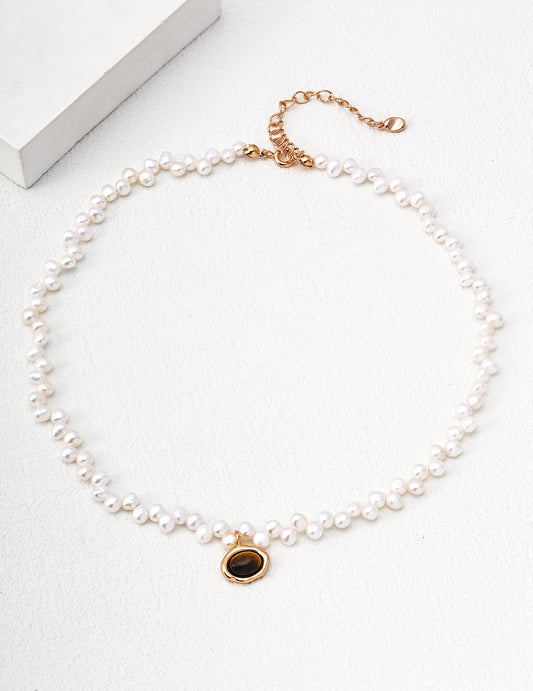 S925 Sterling Silver Natural Pearl Necklace